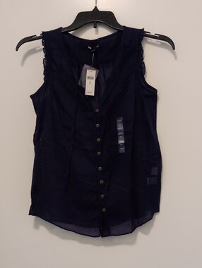 GAP Women's Blue/Purple Sleeveless Button-Front Blouse
